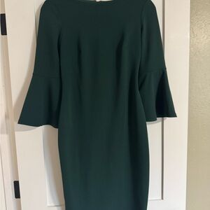 Calvin Klein Emerald 3/4 Length Bell Sleeve Dress